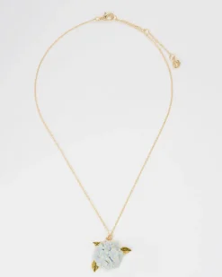 Necklaces-Fable England Enamel Hydrangea Gold Necklace