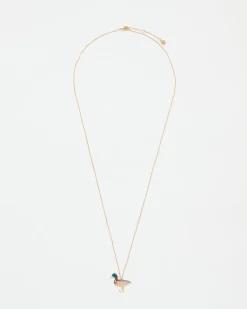 Necklaces-Fable England Enamel Mallard Duck Long Necklace