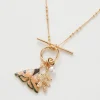 Necklaces-Fable England Enamel Moth & Leaf Charm Necklace