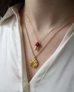 Necklaces-Fable England Enamel Mushroom Necklace