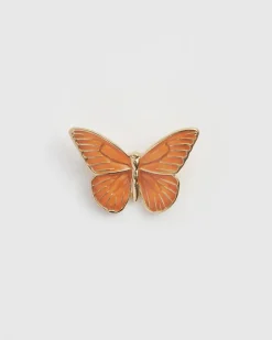 Pins & Brooches-Fable England Enamel Orange Butterfly Pin