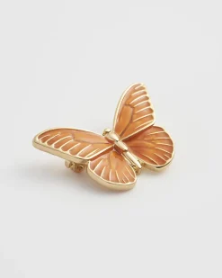 Pins & Brooches-Fable England Enamel Orange Butterfly Pin