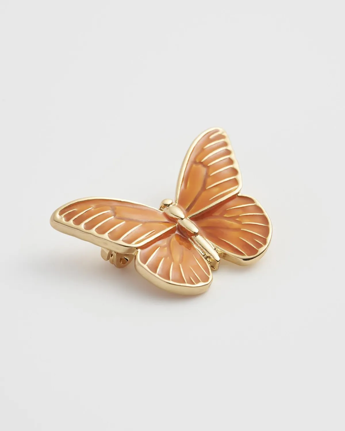 Pins & Brooches-Fable England Enamel Orange Butterfly Pin