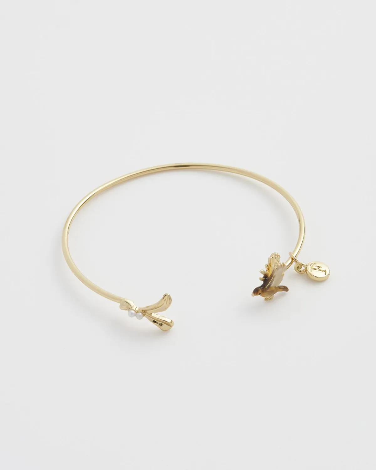 Bracelets & Bangles-Fable England Enamel Robin & Mistletoe Bangle
