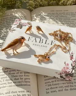 Necklaces-Fable England Enamel Robin Necklace