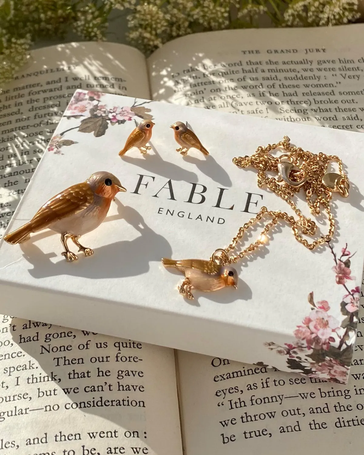 Necklaces-Fable England Enamel Robin Necklace