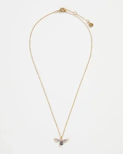 Necklaces-Fable England Enamel Short Bee Necklace