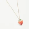 Necklaces-Fable England Enamel Strawberry Long Necklace
