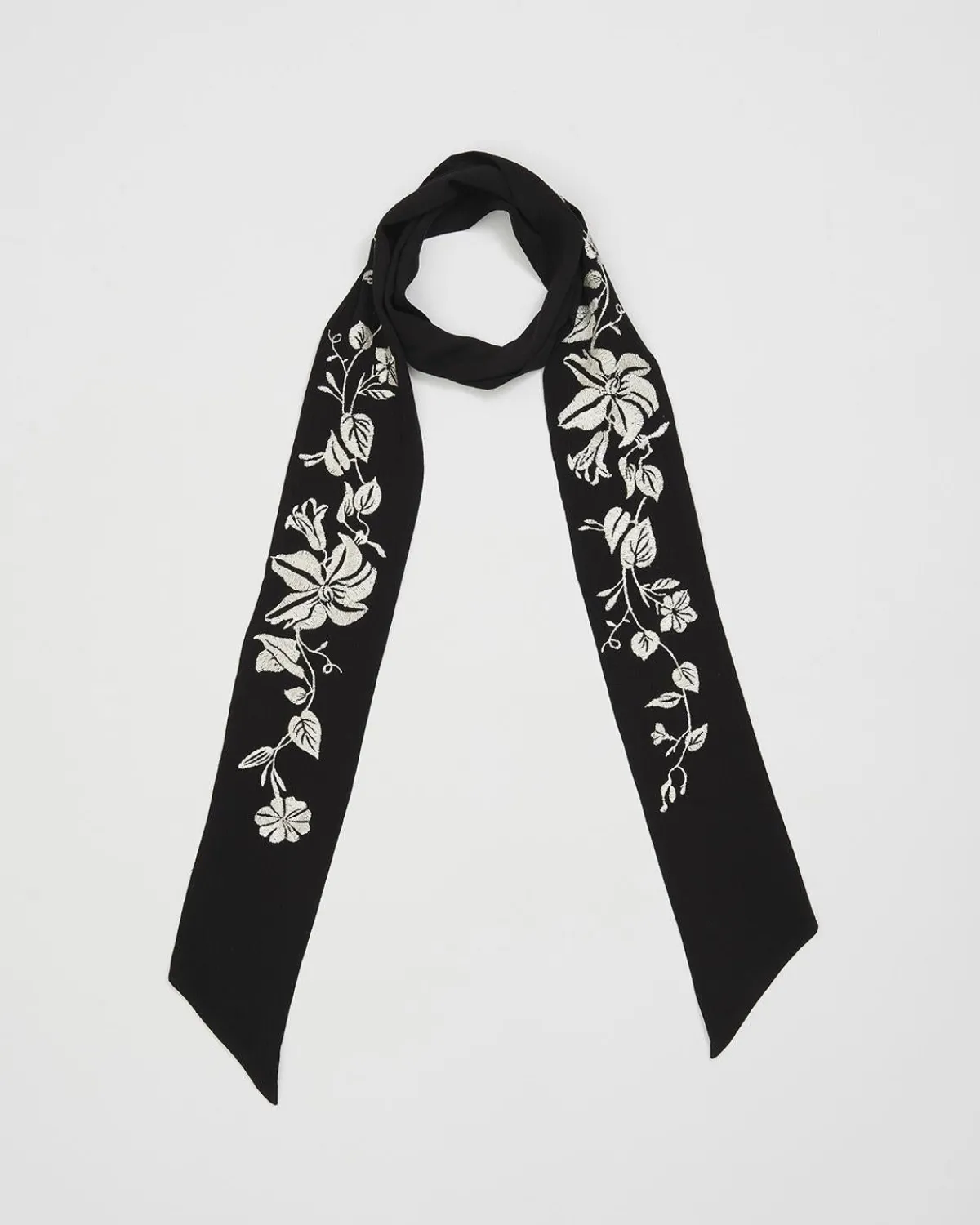 Lightweight Scarves-Fable England Floral Bohemian Embroidered Black Scarf