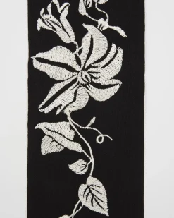 Lightweight Scarves-Fable England Floral Bohemian Embroidered Black Scarf