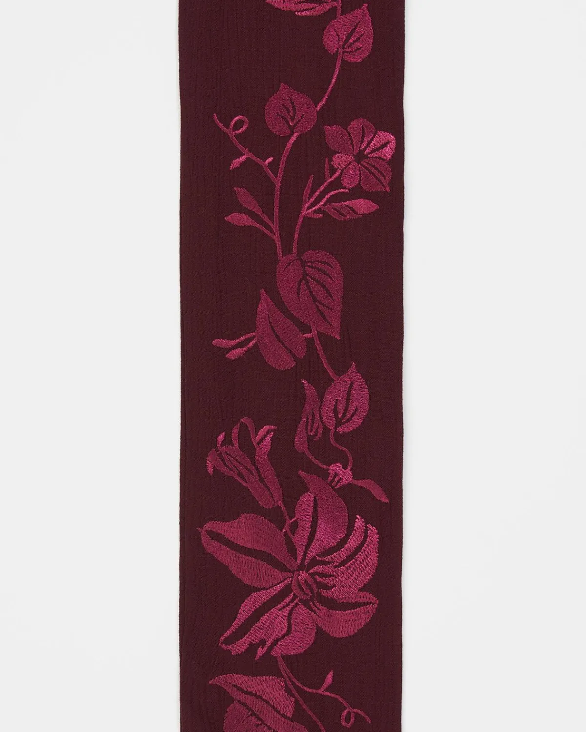 Winter Scarves|Lightweight Scarves-Fable England Floral Bohemian Embroidered Burgundy Scarf