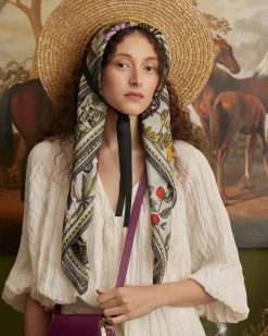 Square Scarves|Luxury Scarves-Fable England Floral Engraving Large Square Scarf