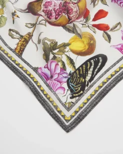 Square Scarves|Luxury Scarves-Fable England Floral Engraving Large Square Scarf