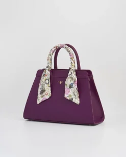 Cross Body Bags|Tote Bags-Fable England Floral Engravings Large Plum Tote