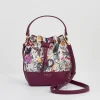 Cross Body Bags-Fable England Floral Engravings Plum Bucket Purse