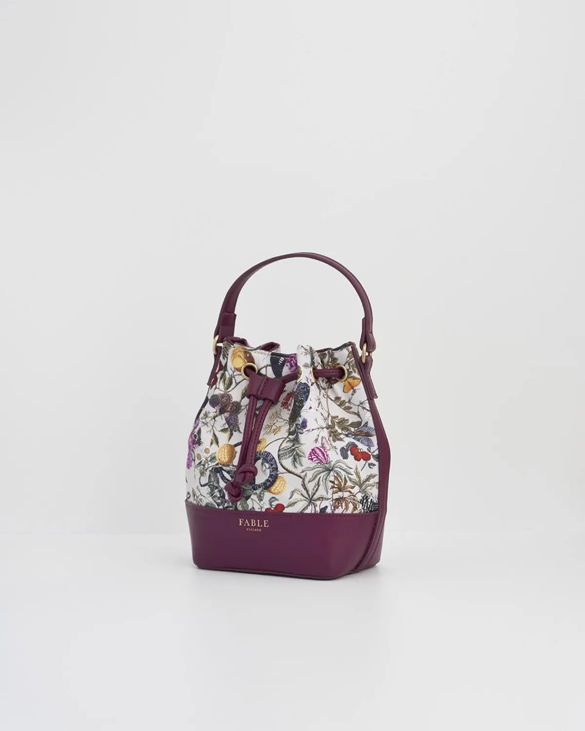 Cross Body Bags-Fable England Floral Engravings Plum Bucket Purse