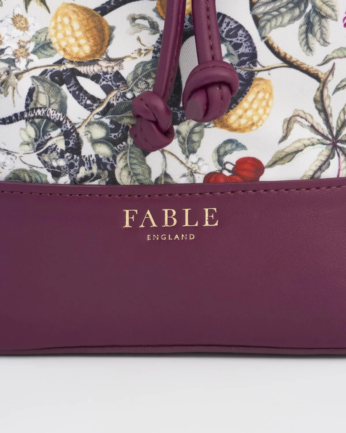 Cross Body Bags-Fable England Floral Engravings Plum Bucket Purse