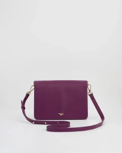 Cross Body Bags-Fable England Floral Engravings Plum Foldover Purse