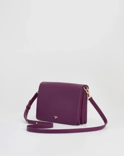 Cross Body Bags-Fable England Floral Engravings Plum Foldover Purse