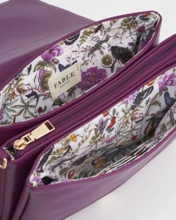 Cross Body Bags-Fable England Floral Engravings Plum Foldover Purse