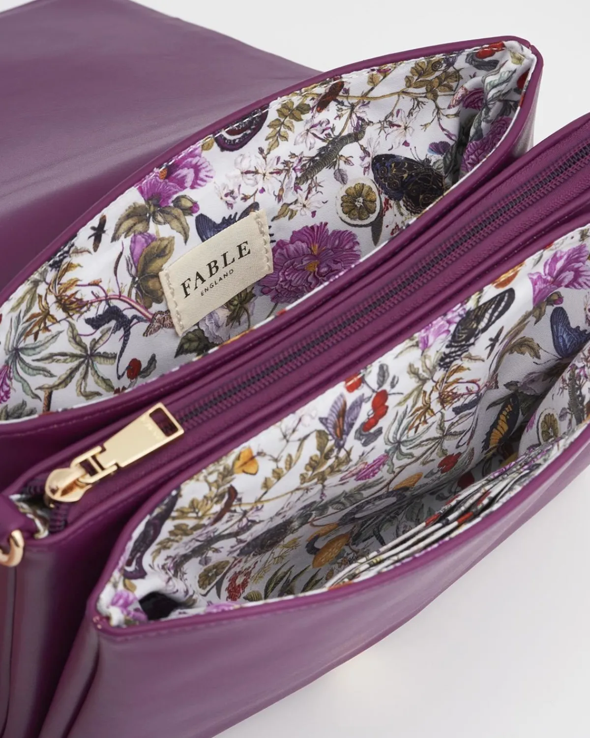 Cross Body Bags-Fable England Floral Engravings Plum Foldover Purse