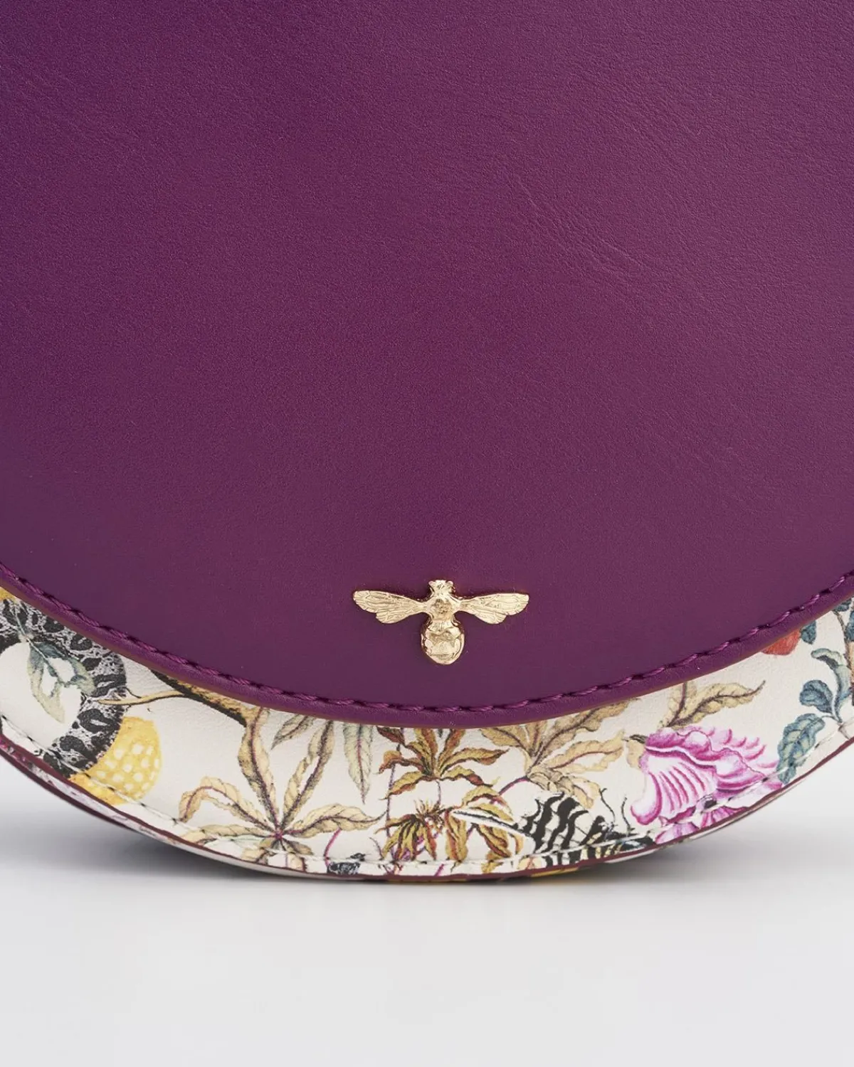Cross Body Bags-Fable England Floral Engravings Plum Saddle Purse