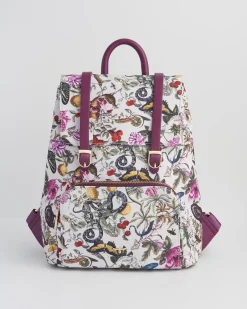 Backpacks-Fable England Floral Engravings Small Plum Backpack