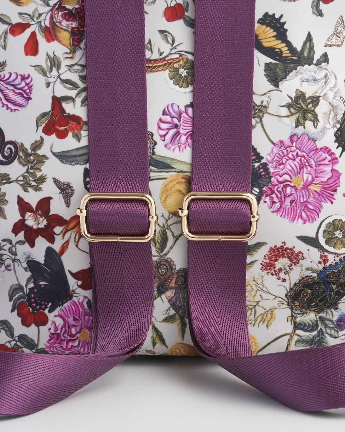 Backpacks-Fable England Floral Engravings Small Plum Backpack