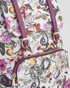 Backpacks-Fable England Floral Engravings Small Plum Backpack