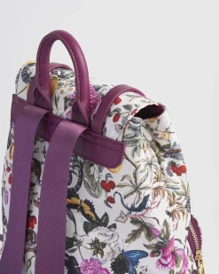 Backpacks-Fable England Floral Engravings Small Plum Backpack