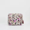 Toiletry Bags|Pouches-Fable England Floral Engravings Velvet Printed Large Cosmetic Bag