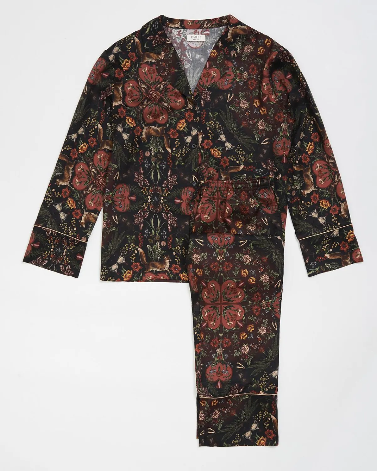 Pajamas-Fable England Folksy Fox Pajamas Black