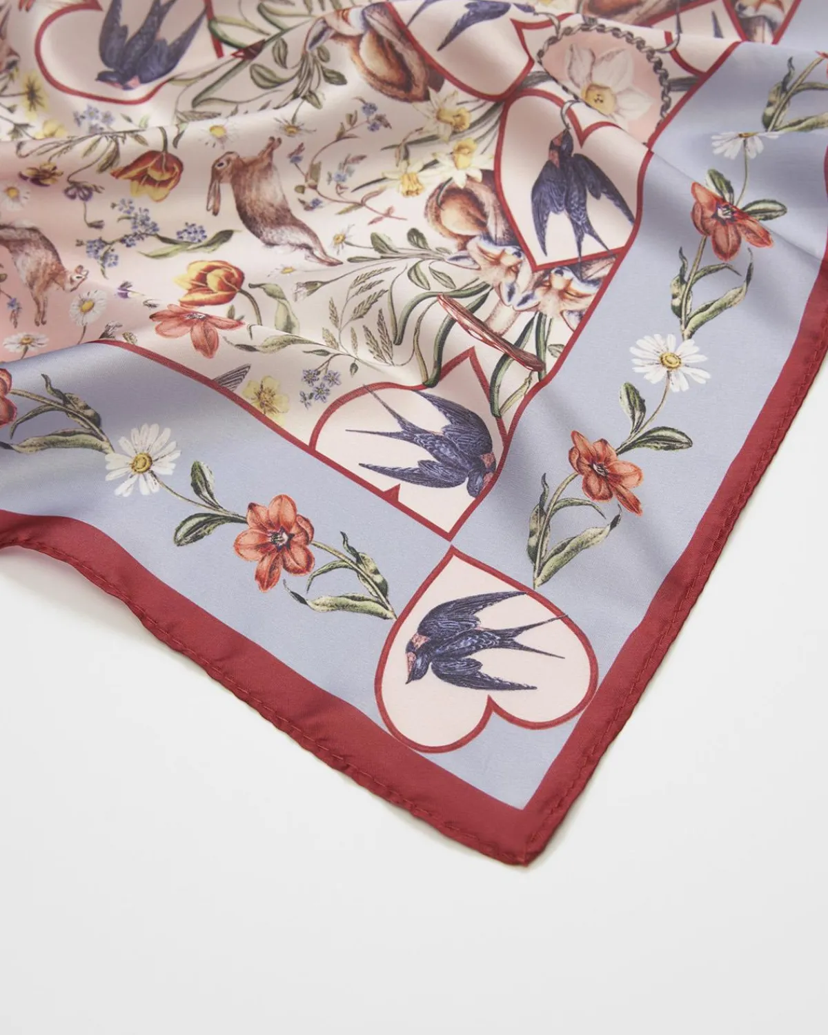 Lightweight Scarves-Fable England Folksy Fox Silky Scarf