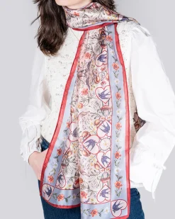 Lightweight Scarves-Fable England Folksy Fox Silky Scarf