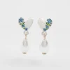 Silver Jewelry|Earrings-Fable England Forget Me Not Heart & Pearl Silver Earrings