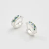 Silver Jewelry|Earrings-Fable England Forget Me Not Silver Mini Hoop Earrings