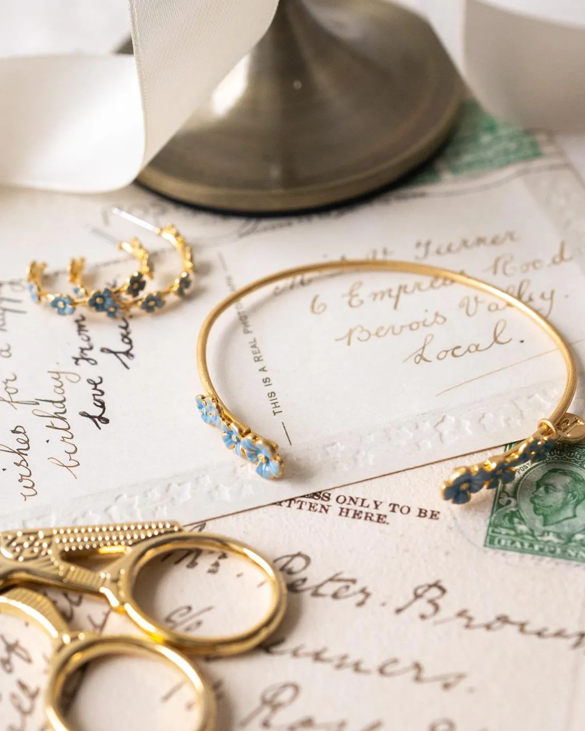 Bracelets & Bangles-Fable England Forget-Me-Not Bangle