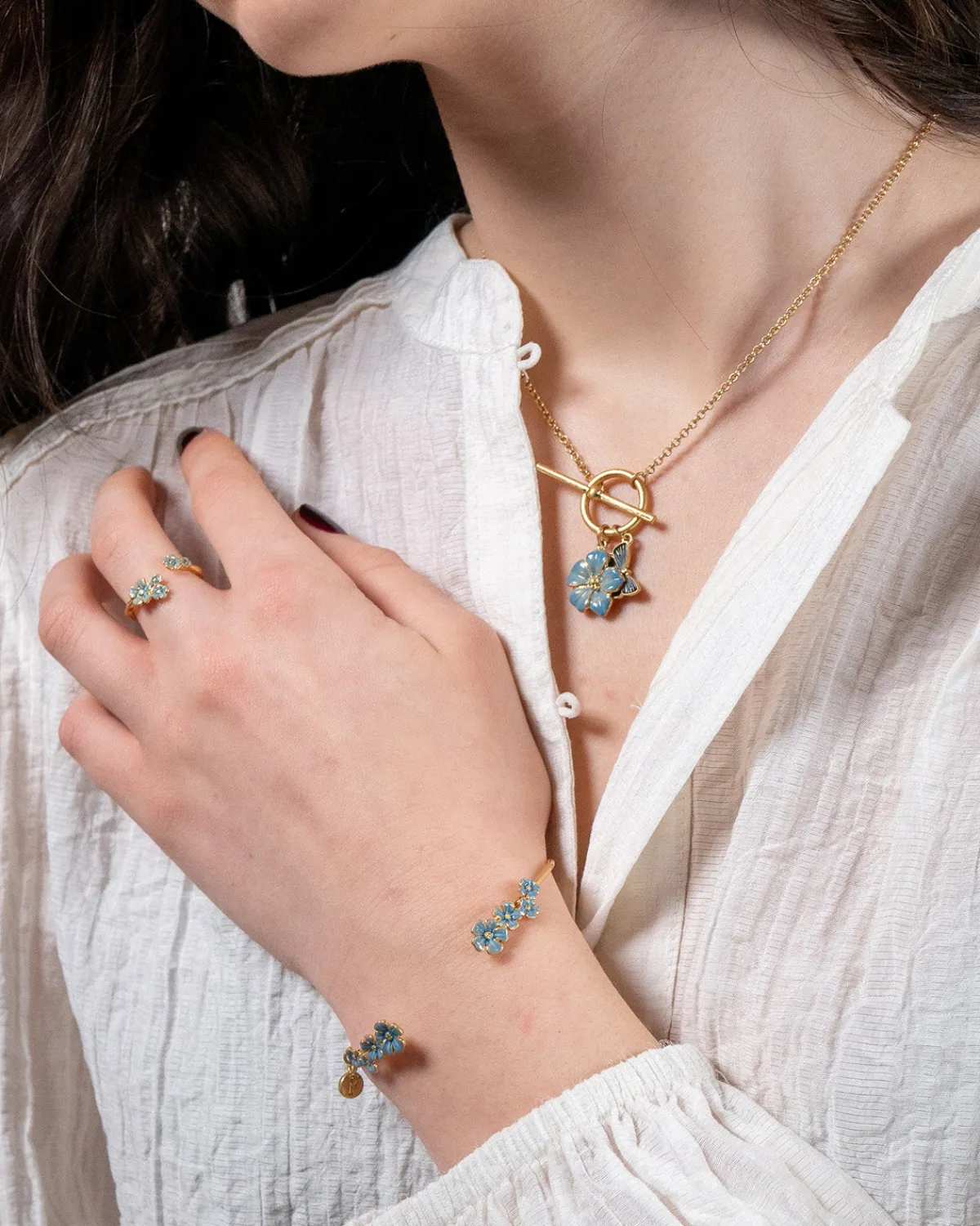 Bracelets & Bangles-Fable England Forget-Me-Not Bangle