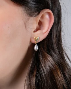 Earrings-Fable England Forget-Me-Not Heart & Pearl Earrings