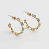 Earrings-Fable England Forget-Me-Not Stud Hoop Earrings