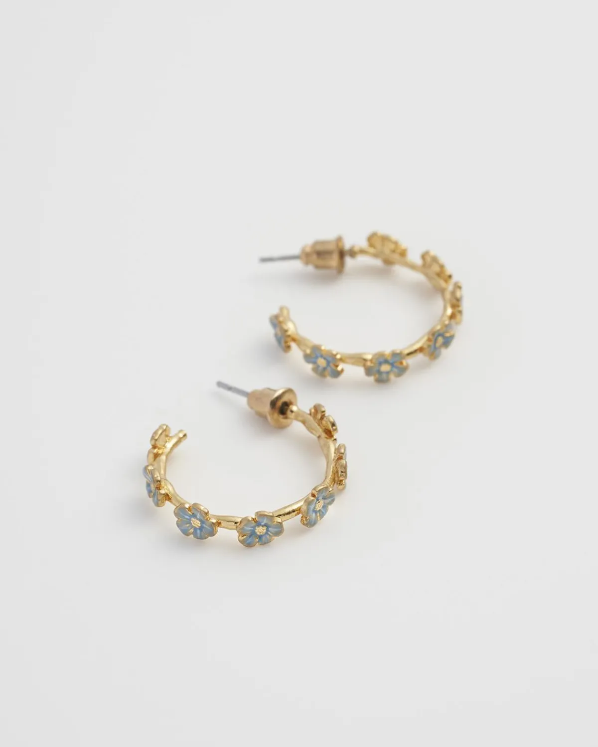 Earrings-Fable England Forget-Me-Not Stud Hoop Earrings