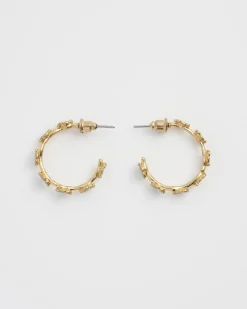Earrings-Fable England Forget-Me-Not Stud Hoop Earrings