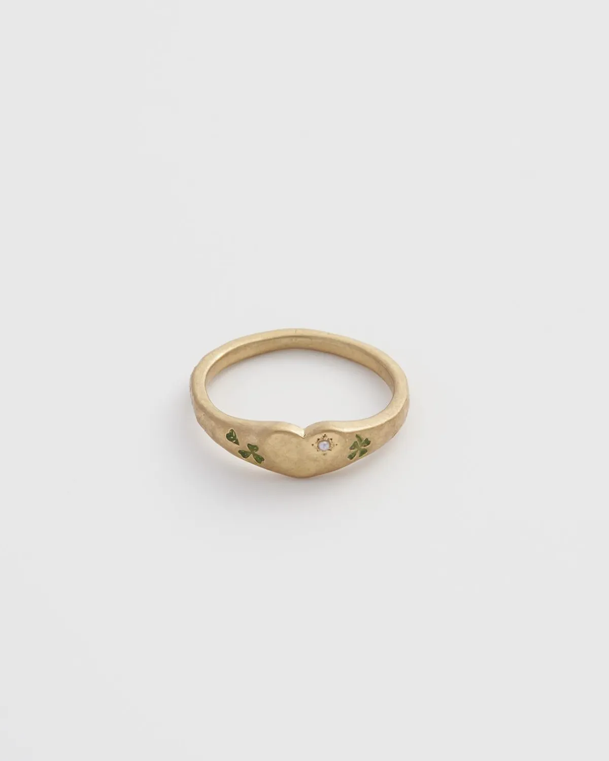 Rings-Fable England Four Leaf Clover & Pearl Signet Ring