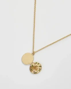 Necklaces|Lockets-Fable England Fox & Acorn Oval Chain Locket Necklace