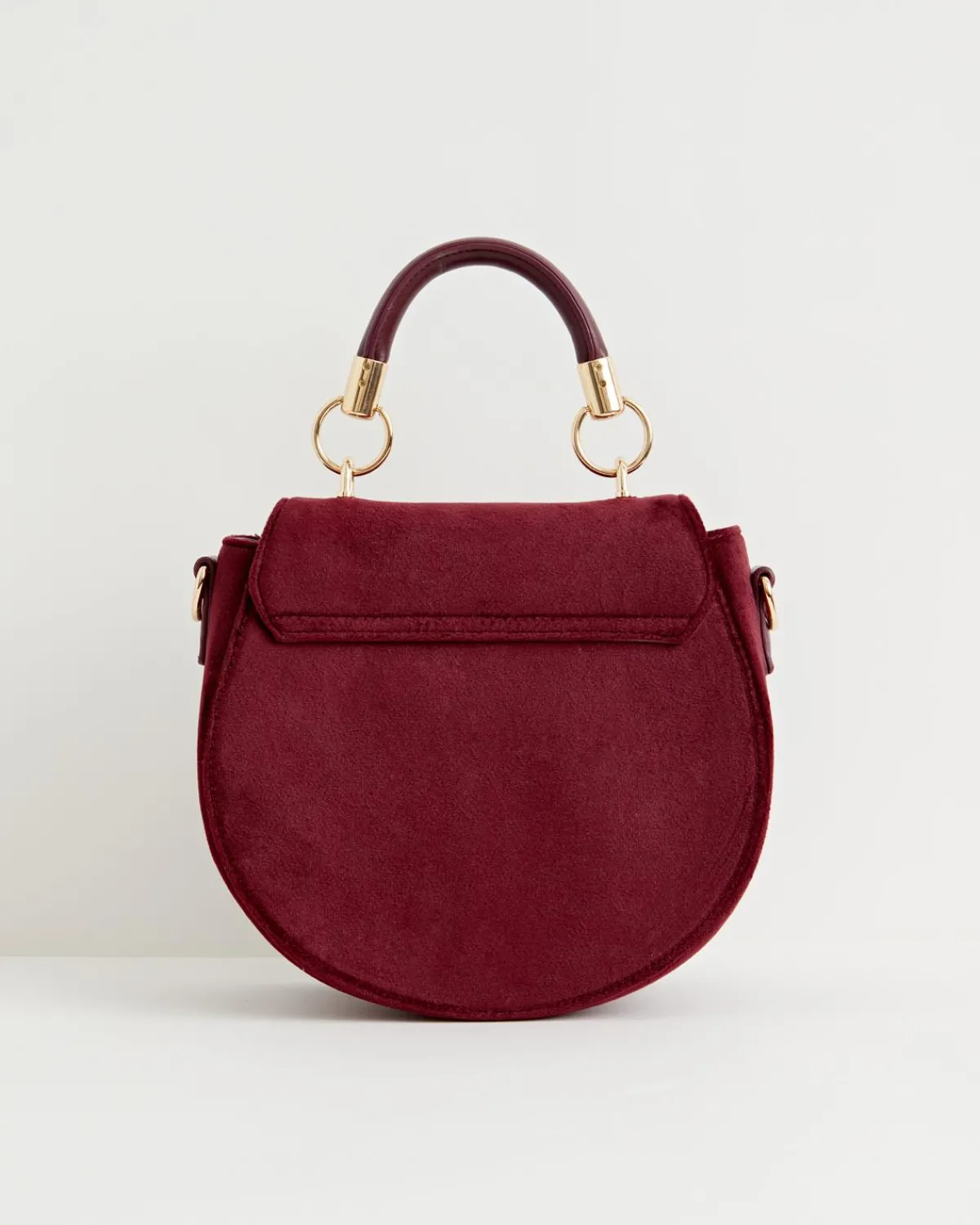 Embroidered Bags-Fable England Fox & Mushroom Embroidered Saddle Bag - Redcurrant Velvet