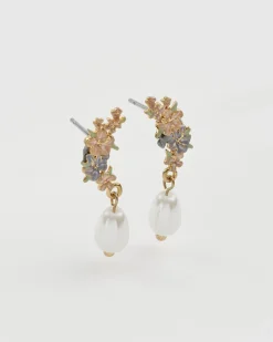 Earrings-Fable England Hibiscus & Pearl Earrings