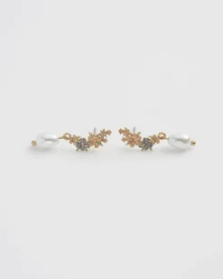 Earrings-Fable England Hibiscus & Pearl Earrings