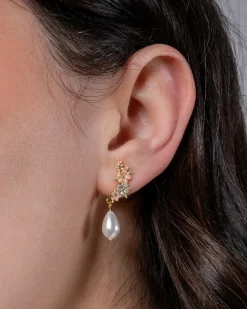 Earrings-Fable England Hibiscus & Pearl Earrings