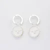 Silver Jewelry|Earrings-Fable England Honey Bee & Pearl Huggie Earrings Silver