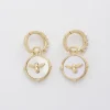Earrings-Fable England Honey Bee & Pearl Huggie Earrings